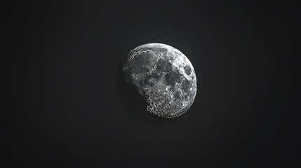 Full moon in the dark night. Black background.