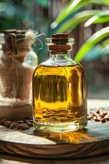 babassu oil close-up. Selective focus