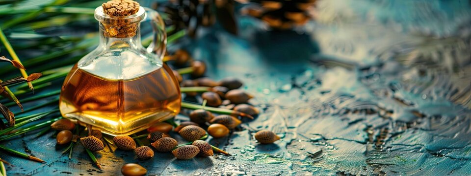 babassu oil close-up. Selective focus