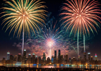 fireworks over the city