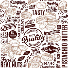 Typographic vector pistachio butter seamless pattern or background