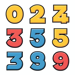 Cute numers icons for kids book