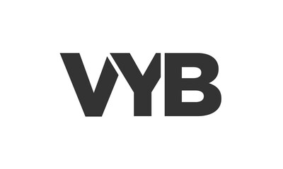 VYB logo design template with strong and modern bold text. Initial based vector logotype featuring simple and minimal typography. Trendy company identity.