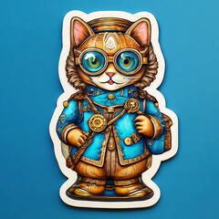 Fototapeta premium sticker, funny Russian matryoshka in steampunk style