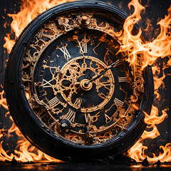 clock on fire 