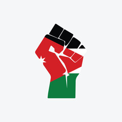Flag of Jordan in the shape of raised hand sign isolated on background. Fist symbol modern, simple, vector, icon for website design, mobile app, ui. Vector Illustration