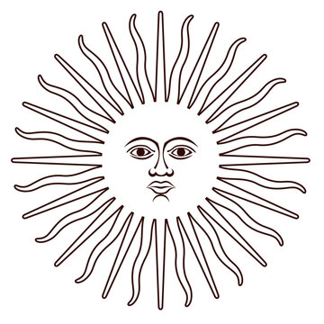recommend clip art: Outline elements of the Argentine flag. Sun with face.