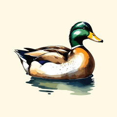 Watercolor Goose Swim Duck Illustration Transparent