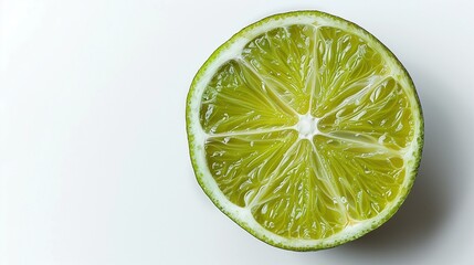 Saturated Green Lime, Cut in Half to Reveal Vibrant Inside, White Background