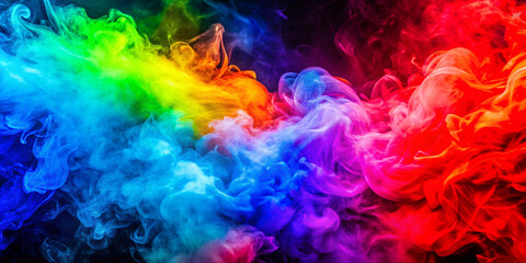 Obraz premium Dramatic smoke and fog in contrasting vivid red, blue, and purple colors. Vivid and intense abstract background or wallpaper.