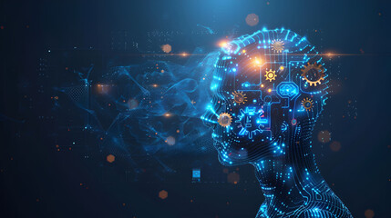 Future Vision, Robot Engaged with Dynamic Computer Animations in Artificial Intelligence Exploration