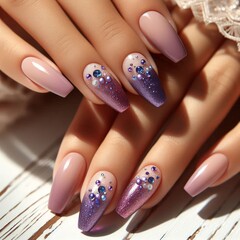 violet brocade nails design