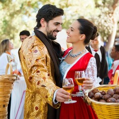 Couple dressed for traditional renaissance festival