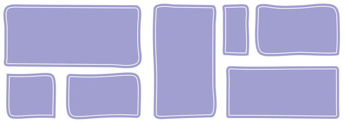 Hand drawn paper quote frames icons. Quote color frames blank template isolated on white background