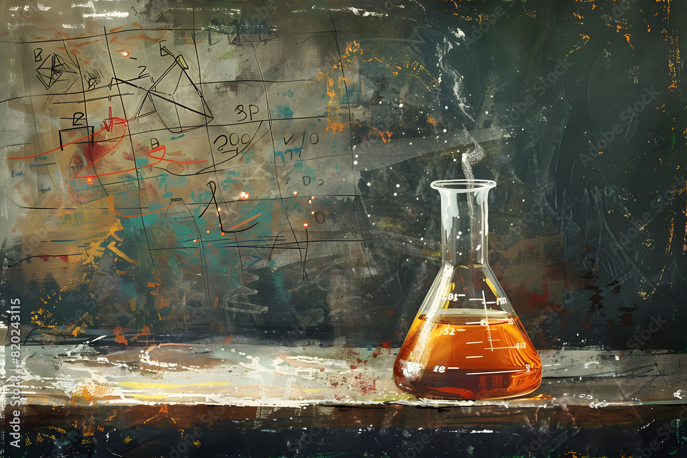 Wall mural flask chemistry illustration AI