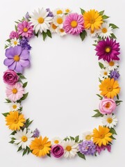 Obraz premium A vibrant square frame composed entirely of colorful flowers. Perfect for framing photographs, invitations, greetings cards or any other creative project.