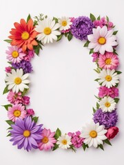 A vibrant square frame composed entirely of colorful flowers. Perfect for framing photographs, invitations, greetings cards or any other creative project.