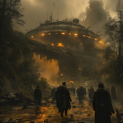 noc, niebo, gr&oacute;d, krajobraz, iskra, błyskawica, chmura, sundown, charakter, woda, burza, słońce, atramentowy, chmura, drzew, odsłon, blękit, fantasy, aurora, gwiazda