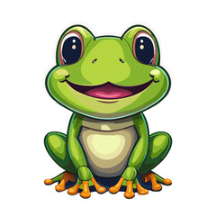 Obraz premium Vector illustration of cute frog cartoon.