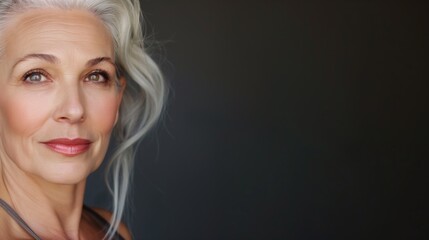 Beauty portrait of a mature glamorous woman with grey hair © Mechastock