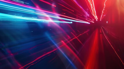 Abstract background with red and blue light beams speed. digital technology concept.