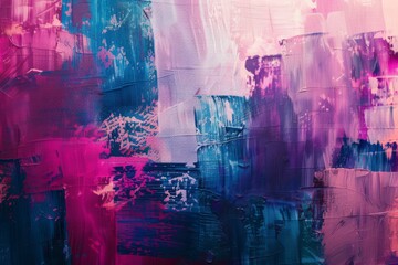 Vibrant Abstract Pink and Blue Brushstrokes