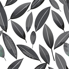 Colourful Watercolor seamless pattern leaves on white background.