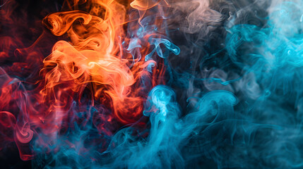 Obraz premium A colorful smokey background with a purple and blue swirl