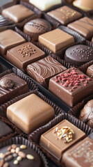 A rectangular box with assorted chocolates, is a sweet gift for chocolate lovers