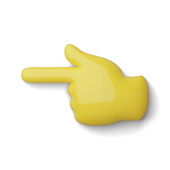 Isometric yellow hand pointing left, PNG with alpha
