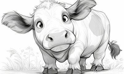 Coloring book for children, coloring animal, cow, bull.