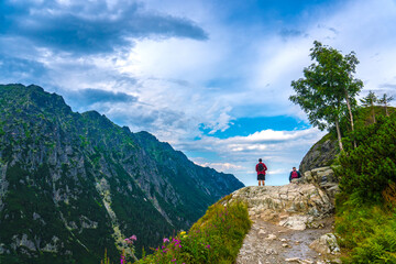 Majestic Mountain View in Poland's High Tatras with Hikers and Scenic Landscape