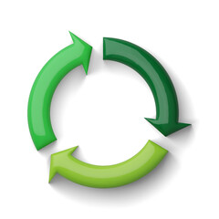 Recycle arrows symbol, green, alpha PNG isolated
