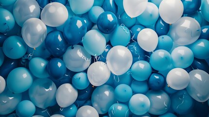 Colorful 3d joyful Party Balloons background with decoration 
