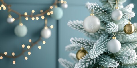 Fototapeta premium Festive design Christmas tree. Merry Christmas and Happy New Year holiday card, poster and banner