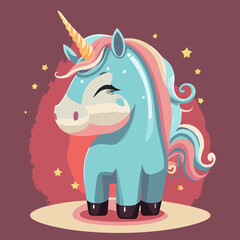 Naklejka premium Unicorn in fairytale, Colorful Unicorn Illustration.