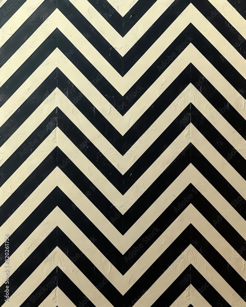 Wall mural A black and white chevron pattern on a wall. - Wall murals