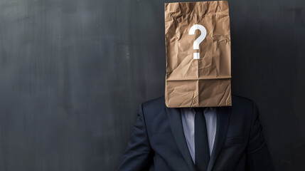 Photo of Man With Paper Bag Question Mark