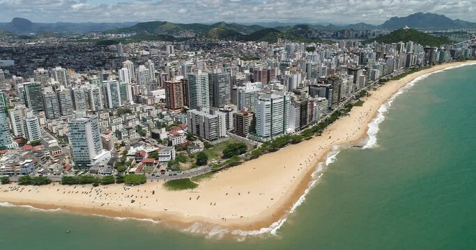 Aerial view of Costa Beach - Vila Velha, Esp&iacute;rito Santo, Brazil