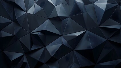 Fototapeta premium Dark navy blue geometric background with dark gray triangular shapes, 3D rendering 