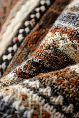 Intricate Symmetry within the Harmony of Earthy-colored Hand-knit Textile Pieces