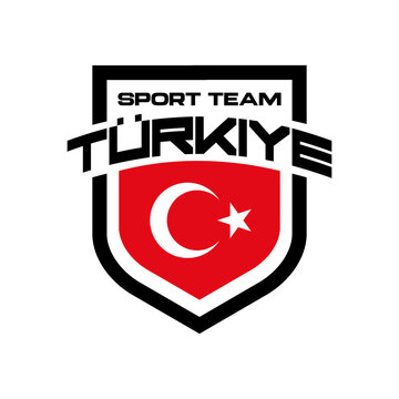 Vector sport logo with national teams Türkiye. Football sings for tournament isolated on white background. 