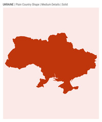 Ukraine plain country map. Medium Details. Solid style. Shape of Ukraine. Vector illustration.