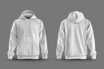 Blank White Hoodie Template Front and Back