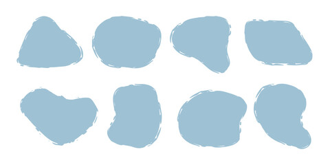 Abstract irregular organic blob collection. Blue blot texture art. Design element. Deformed geometric shape. Modern Liquid spot 