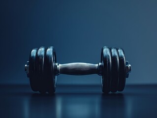 Naklejka premium A dumbbell on a dark background.