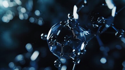 Blue helix human DNA structure,blue connected glass bubble molecules