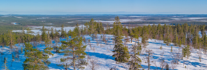 Panoramic scenery to the landscape in Levi, Finland's Lapland