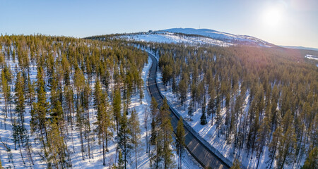 Panoramic scenery to the landscape in Levi, Finland's Lapland