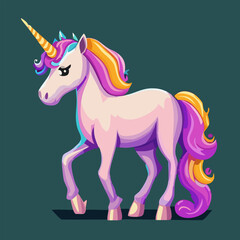 Unicorn in fairytale, Colorful Unicorn Illustration.